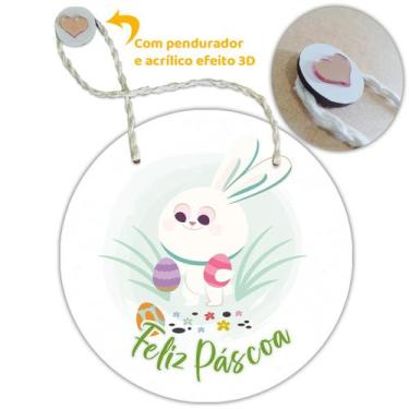 Imagem de Placa Porta com Alça Feliz Páscoa Coelho Coelha Ovo Guirlanda 20cm - F