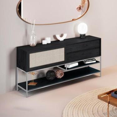 Imagem de Buffet Aparador Sala de Jantar Agnes 2 Gavetas em Madeira Maciça Ébano