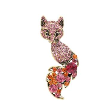 Imagem de Broche de lapela com strass de raposa fofo de desenho animado broche de lapela de gato broches de cristal para mulheres meninas terno roupas mochilas bolsas chapéus acessórios joias da moda, 1.1