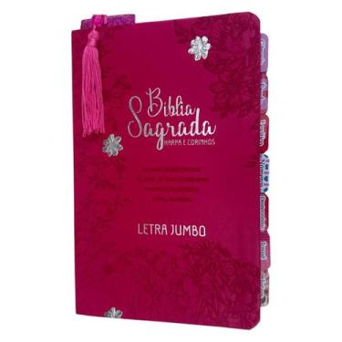 Imagem de Bíblia Letra Jumbo Pink com Abas adesivas + Marca páginas glitter - CE