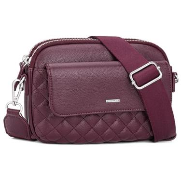 Imagem de nuoku Bolsa transversal pequena para mulheres, bolsa transversal com zíper duplo para mulheres, tamanho pequeno com bolso para telefone, Vermelho profundo