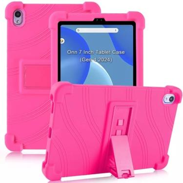 Imagem de Dteck Capa infantil para tablet Onn de 7 polegadas 2024 (modelo: 100135924), capa protetora fina de silicone macio para crianças, suporte ajustável, resistente, à prova de choque, para tablet Onn 7