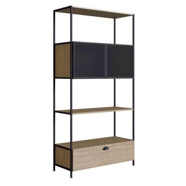 Imagem de Estante 01 Porta New 180 Cm Hanover E Preto - D'rossi