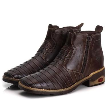 Imagem de Bota Botina Masculina Texana Casco Tatu 100 Couro de Qualidade - Cláud