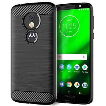 Imagem de KEEPCA Capas finas para Moto G6 Play, capa protetora para Motorola G6 Play, capa protetora para Motorola G6 Play, borracha de silicone, gel de fibra de carbono, antiarranhões e à prova de choque para