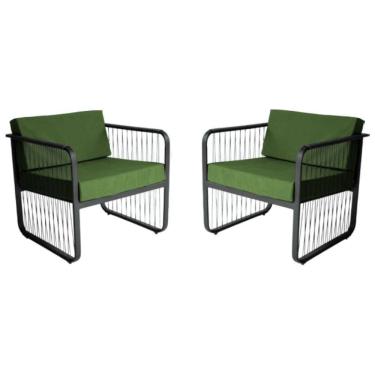 Imagem de Conjunto 2 Poltronas área Externa Fibra Sintética Santiago Preto-verde