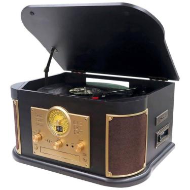 Imagem de Vitrola Toca Discos com Plataforma 3 Velocidades, sem fio, 78 RPM, 110v, DLITIME 636DP 51, Preto