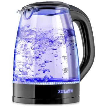 Imagem de Chaleira Elétrica 1.7L, Aço Inoxidável, 1500W, 110v, ZULAY KITCHEN Electric Glass Kettle, Preto