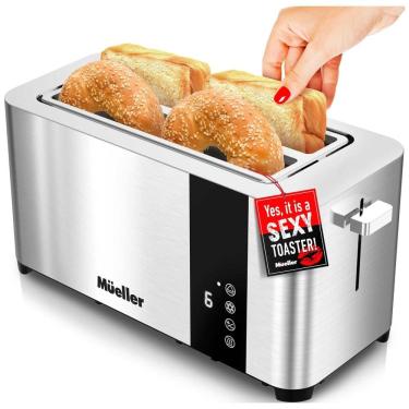 Imagem de Torradeira Elétrica 4 Fatias com 6 Níveis de Tostagem com Função Descongelar e Bandejas de Migalhas Removíveis, 110v, MUELLER AUSTRIA MT