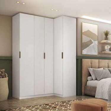 Imagem de Guarda Roupa Canto Reto 4 Portas MDF Altezza Clean Belmax, Branco