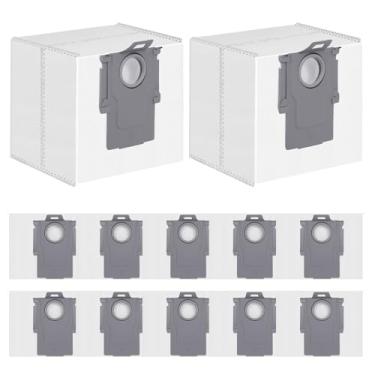 Imagem de Pacote com 12 sacos de pó para Roborock Q7 M5+/L5+, Q10 S5+/X5+, Q5+, Q5 Max+/Pro+/DuoRoller+, Q8 Max+, S8 Pro Ultra/S8+, S7 Max/MaxV Ultra Robot Vacuum, bolsa de substituição descartável de grande
