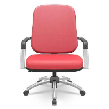 Imagem de Cadeira de Escritório Giratória com Braço Cromada Magno P03 Vinil Verm