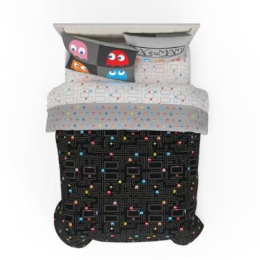 Imagem de Franco Jogo de cama para jogos Pac-Man 7 peças, super macio, confortável, reversível e conjunto de lençol com capa, casal, (produto oficialmente licenciado)