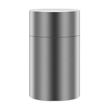 Imagem de SiaBiced Contêiner de armazenamento de alumínio portátil moderno compacto recipiente de traje metal lata de metal para biscoito de açúcar na da cozinha, Prata