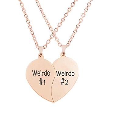 Imagem de Colares MJartoria Best Friend Colar BFF para 2 Presentes de Dia dos Namorados Coração Dividido Weirdo 1 Conjunto de Pingente Weirdo 2 Best Friends Forever