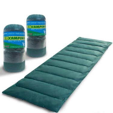 Imagem de Kit 2 Colchonete Acampamento Camping Solteiro Pesca Retiro Ginástica 190x60cm Verde