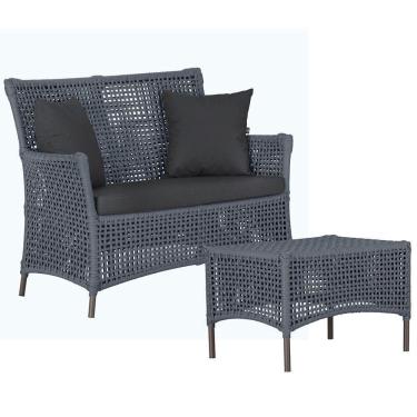 Imagem de 1 Sofá E Mesa Igapó Alumínio Marrom Corda Náutica E11 Trama Prata