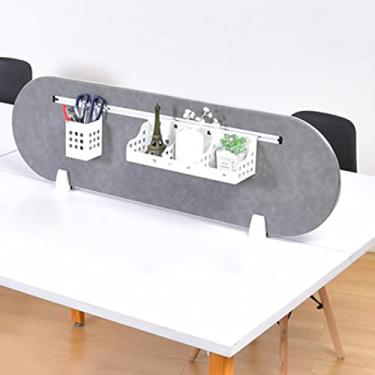 Imagem de Divisória de escritório cinza privacidade e divisor acústico com ranhura, painel de barreira de montagem na mesa madeira e couro, placa defletora de sala de aula (cor: pacote com 2, tamanho: LxH