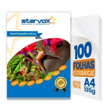 Imagem de 100 Folhas Papel Fotográfico A4 135g Starvox Glossy Branco Brilhante