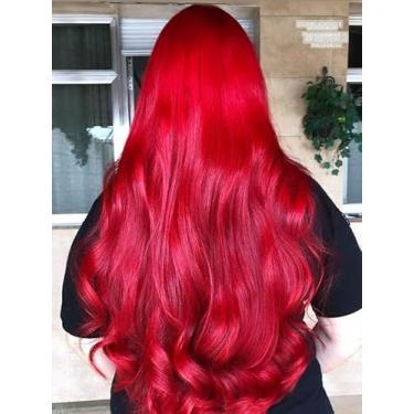 Imagem de 1 Aplique de Cabelo Tic Tac Bio Vegetal, 69 cm, 150g, Vermelho Ondulado, Resistente ao Calor