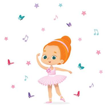 Imagem de Adesivo de Parede Bailarina Ruiva para Quarto de Menina