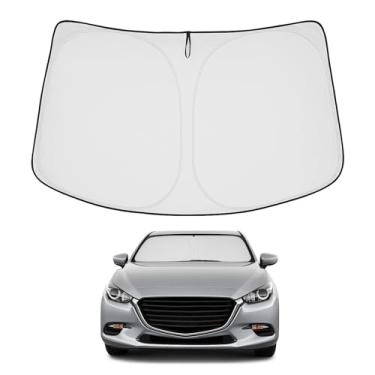 Imagem de Proadsy Protetor solar para para-brisa 2025 com ajuste personalizado 2014-2018 Mazda 3 4 camadas protetor solar frontal dobrável blocos de viseira de sol raios UV mantém acessórios de refrigerador de