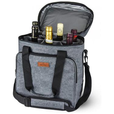 Imagem de Bolsa Térmica Para Transporte de Vinhos Freshore até 6 Garrafas, Cinza