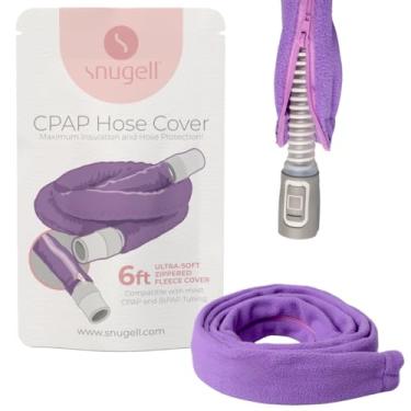 Imagem de Snugell Capa de mangueira CPAP – Envoltório de tubo de 1,8 m em roxo – Compatível com ResMed, Fisher & Paykel e outras marcas – Capa de tubo CPAP de lã com zíper ultramacia para isolamento e proteção
