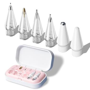 Imagem de Dicas de substituição para Apple Pencil Pro (1ª/2ª geração e USB-C), pontas de caneta para iPad atualizadas com estojo de transporte, acessórios precisos para caneta - pacote com 6, rosa