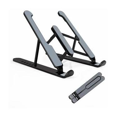 Imagem de Suporte Base Ergonômica De Alumínio Metálico Para Notebook, Tablet E Macbook Dobrável(Preto,Alumínio)