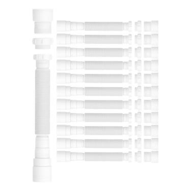 Imagem de Kit 12 Sifão Sanfonado Flexivel Branco Pia Banheiro Cozinha