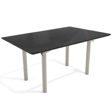 Imagem de Mesa p/ Cozinha Elba Tampo Madeirado c/ Vidro 160cm Niquel/Preto - Kappesberg