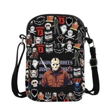 Imagem de Bolsa transversal inspirada em filmes de terror série Killer Personagem Presente Jason Fan Bag Camp Crystal Lake Presente de Temporada Assustadora, Jasonvcrossblk