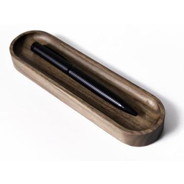 Imagem de Bandeja de canetas de madeira de nogueira com design de caixa de madei