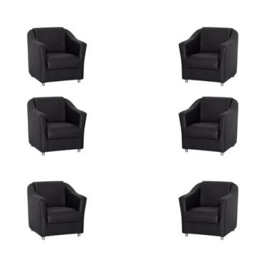 Imagem de Kit 6 Poltronas Decorativa Reforçada Recepção Clinica Salão material s