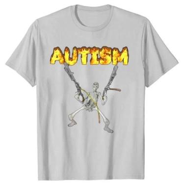 Imagem de Camiseta Feminina Retrô Esqueleto - Autismo Conscientização - Design E