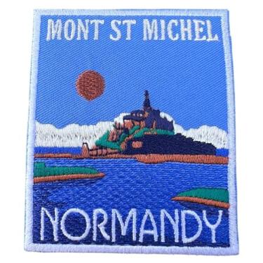 Imagem de Emblema bordado Mont St Michel Normandy (3,5 polegadas) Emblema bordado com ferro/costurado, viagem, Europa, lembrança, França, férias, emblema, emblema para presente