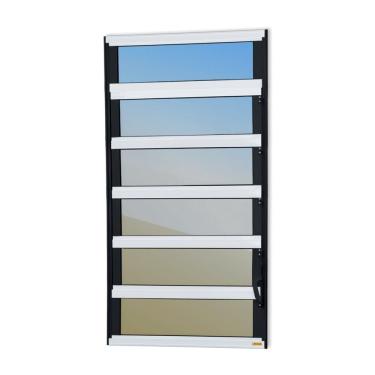 Imagem de Janela De Aluminio Basculante Elite Vidro Reflex 120cm X 40cm Brimak Mix Preto