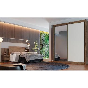 Imagem de Roupeiro Zurique 1 Porta Espelhada 100 Mdf Brauna/ Off White