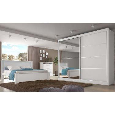 Imagem de Roupeiro Verona Plus 2 Porta Espelhado Branco Acetinado