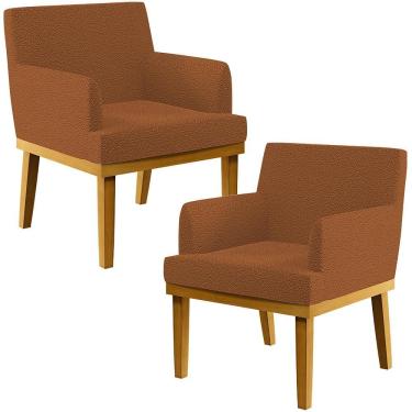Imagem de Kit 02 Poltronas Decorativa Para Sala De Estar E Recepção Beatriz W01 Bouclê Terracota