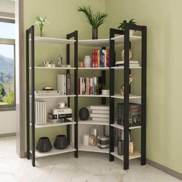 Imagem de Estante De Canto Haia 15 Prateleiras Yescasa Preto/Branco