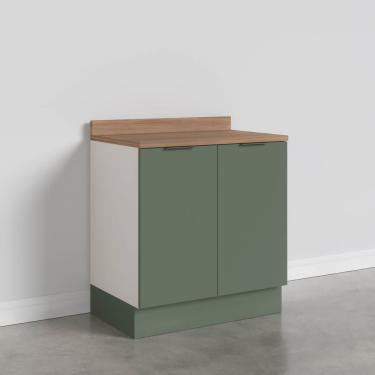 Imagem de Balcão 2 Portas Com Tampo E Rodapé Ipanema Cabecasa Madeiramadeira Verde Folha/Branco