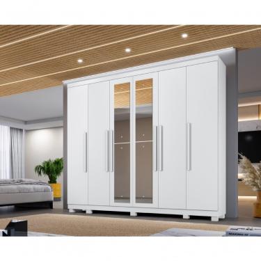 Imagem de Guarda Roupa Com Espelho Casal 6 Portas Atlanta Benetil Cor:branco