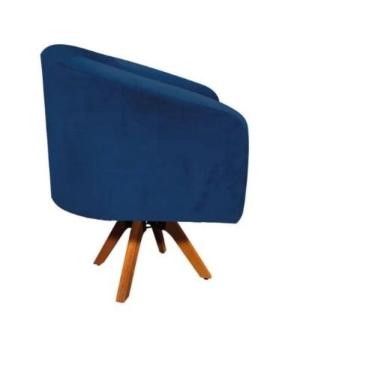 Imagem de Poltrona Decorativa Stella Em Suede Com Base Em Madeira