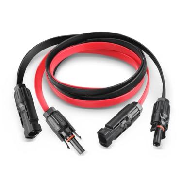 Imagem de PAEKQ Cabo de extensão de painel solar de 12 AWG, cabo fotovoltaico plano, cabo de extensão solar de varanda de 30 A com conectores macho e fêmea, cabo adaptador de painel solar para trailer, painéis