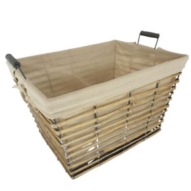 Imagem de Cesto Folha Salgueiro Forrado + Armação Metal + Alça Al 22cm X L 24cm X C 34cm