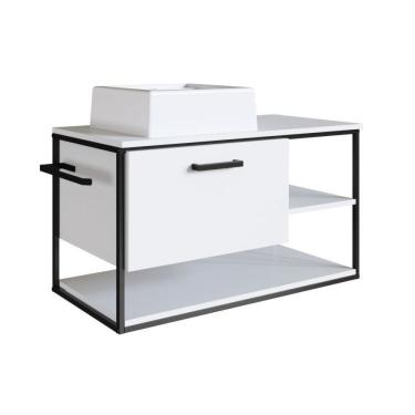 Imagem de Gabinete Suspenso Para Banheiro 80cm Com Cuba Preto/branco