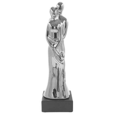 Imagem de Decoração Estatueta Família Prata Em Cerâmica
