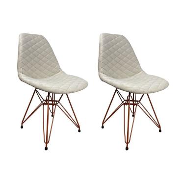 Imagem de Kit 2 Cadeiras Jantar Estofadas Nude Eiffel Eames Base Cobre - Cor: Nude